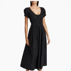 Doen Leanne shirred organic cotton-voile midi dress